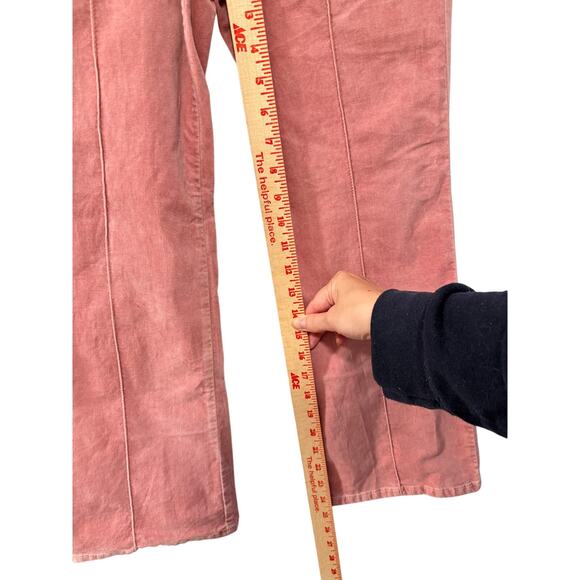 Isabel Marant 4 Anyree Pink VELVET $258 High Rise Pants Crop Flare Leg Jeans 36 - Picture 8 of 14